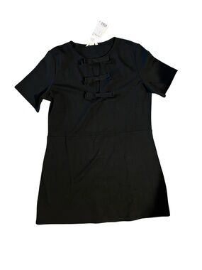 H&M black Short Sleeve Dress with Front Bow Detail